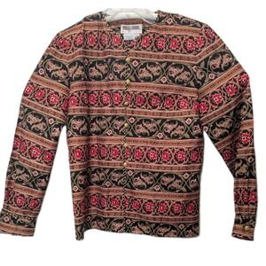 Vintage Maggy London Blouses Art to Wear Multicolor Silk Blazer Blouse Top sz 4